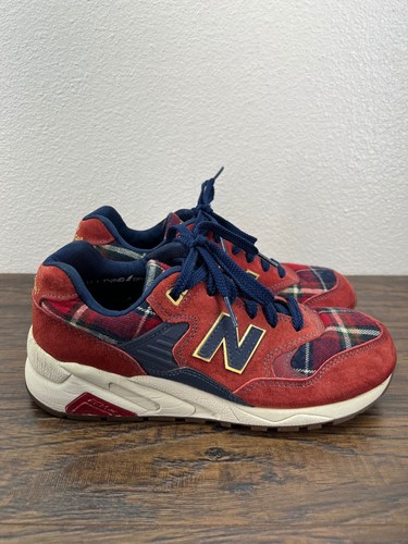 Red Suede Plaid Navy Women's Sneakers 
