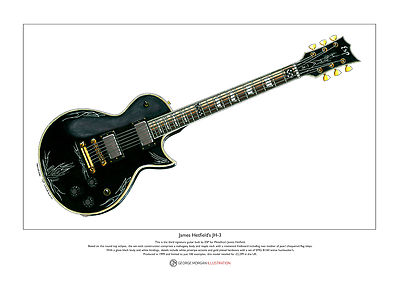 James Hetfield's ESP JH-3 guitar Limited Edition Fine Art Print A3