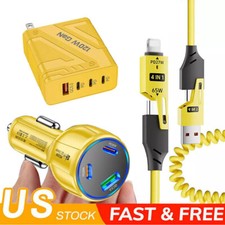 120W Fast Charging Wall Type C Charger , 4 in 1 Spring Cable For All Cell Phone
