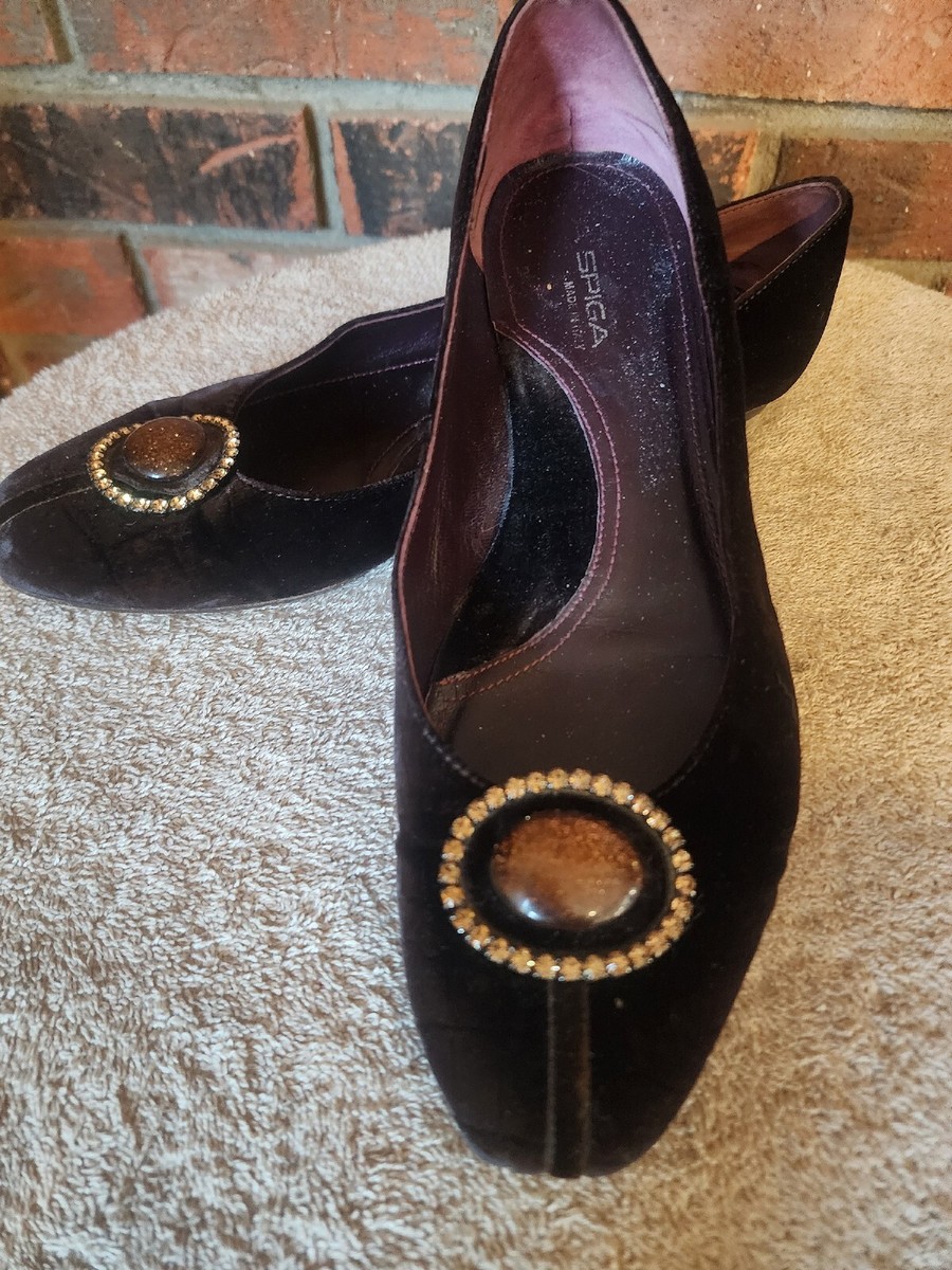 Via Spiga Womens Velvet Brown Ballet Flat Shoes M Embellished