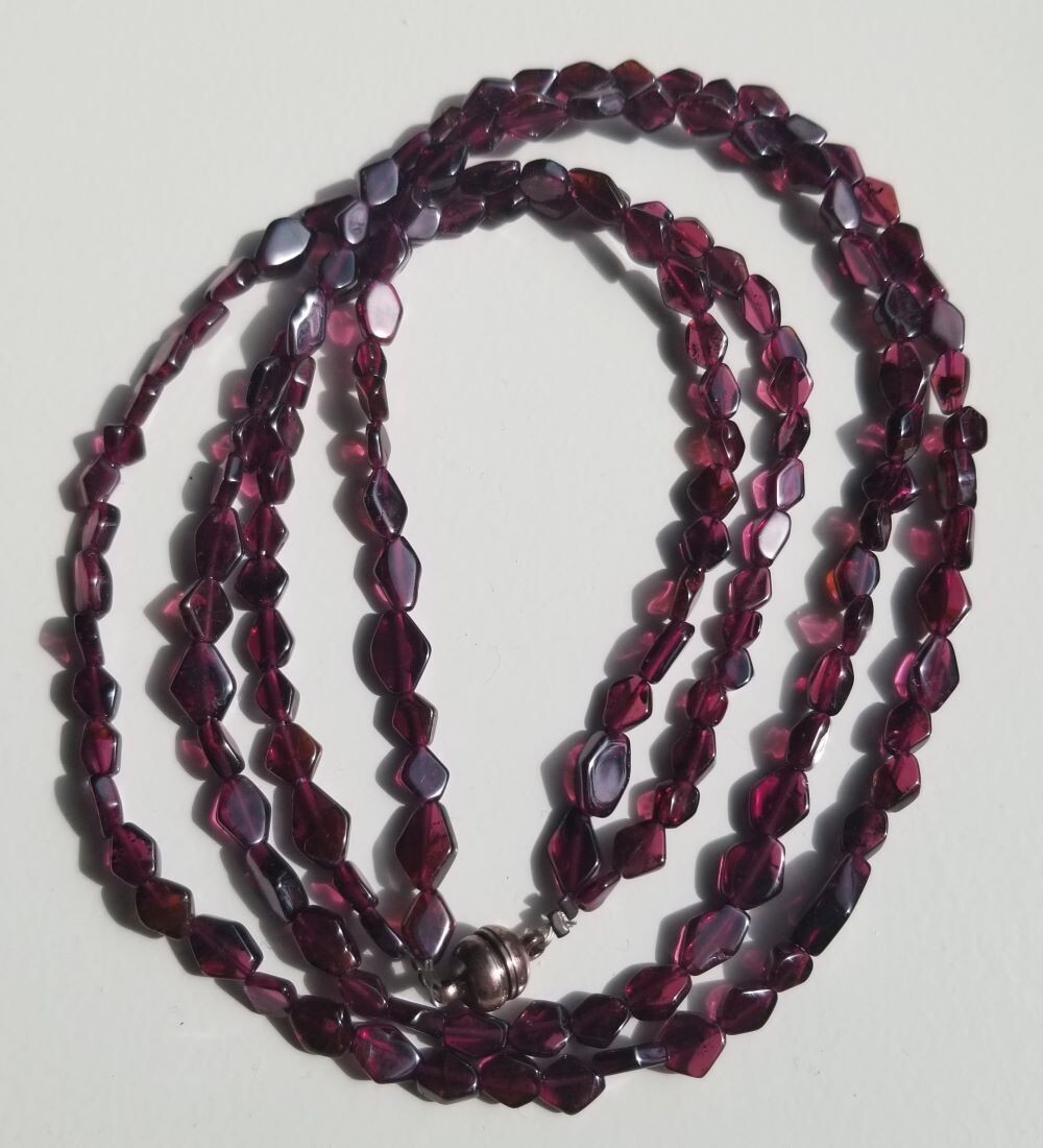 Garnet Beaded Necklace Double String Perfect Colo… - image 2