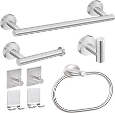 8 Pezzi Set Accessori Bagno Acciaio Inossidabile Portasciugamani, Porta Carta Ig