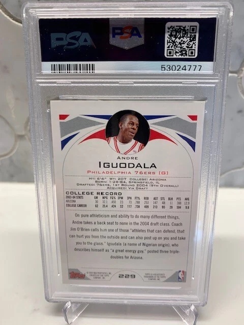 2004 TOPPS ANDRE IGUODALA RC HOF SOON #229 PSA MINT 9-ALL STAR BALLER Nice card. - Image 2 of 2