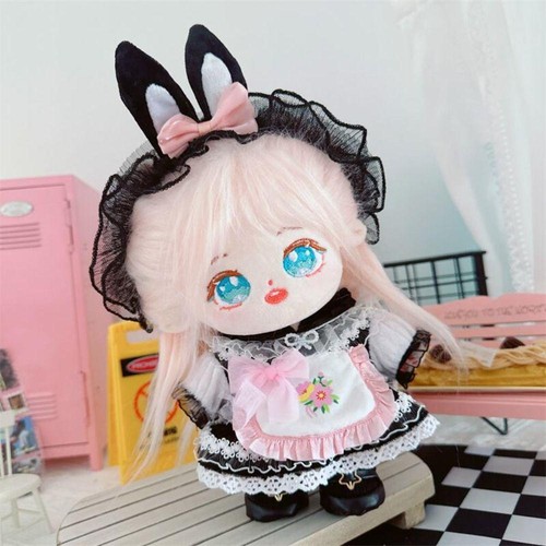 1set Handmade 10/20cm Doll Clothes Maid Dress Headband Apron Kpop Plush Dolls Ou - Picture 3 of 37