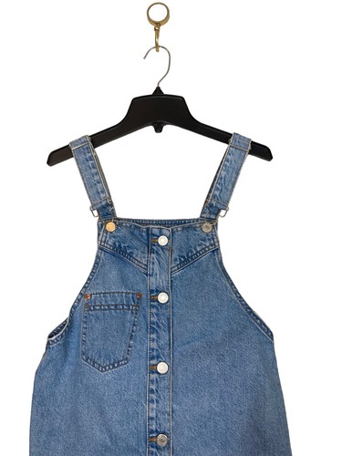 Zara Girls Denim Overall Dress Size 13-14 Blue Pinafore Button Front - Picture 3 of 4
