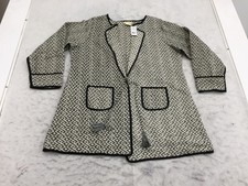 New Sweet Magnolia Jacquard Jacket Womens 2xl Black White Pockets Drawstring