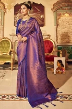 Dazzling Blue Soft Handloom Weaving Silk Saree With Gratifying Blouse Piece