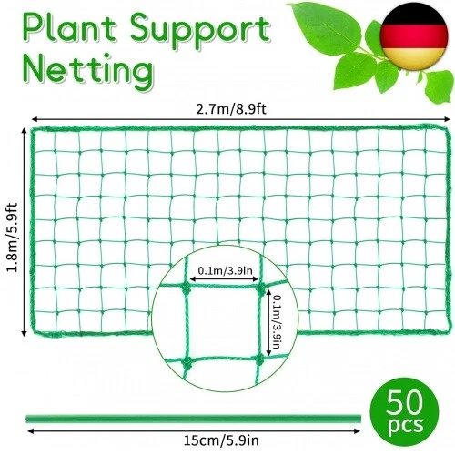 Ranknetz - Gurkennetz mit 50 Pflanzenbinder, Rankgitter für Gurken, - Bild 2 von 8