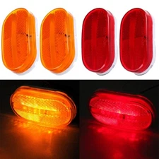 2 Red+2 Amber Rectangle Clearance 12V Side Marker Lights Trailer Camper 4'' 6LED