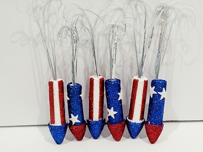 6 Patriotic 4th of July Fireworks Firecrackers Red Blue Crafts Table Scatter 7''