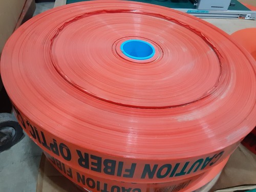 1 Roll 3"X6000' Orange Extra Stretch CAUTION FIBER OPTIC CABLE BURIED BELOW Tape - Picture 4 of 11
