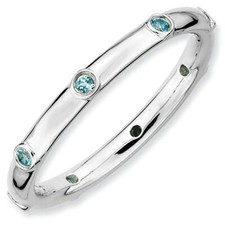 925 Sterling Silver Stackable Blue Topaz Ring band