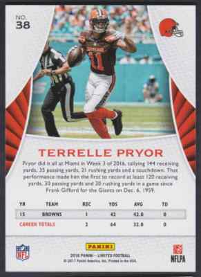 2016 LIMITED TERRELLE PRYOR CLEVELAND BROWNS #38