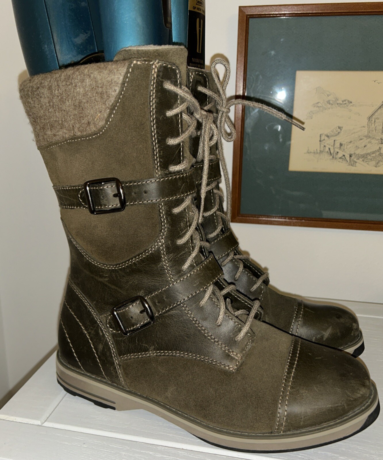 L.L. Bean Winter Snow Boots Women's 7.5 M Brown  Lace Up  & Zip Mid Calf Read