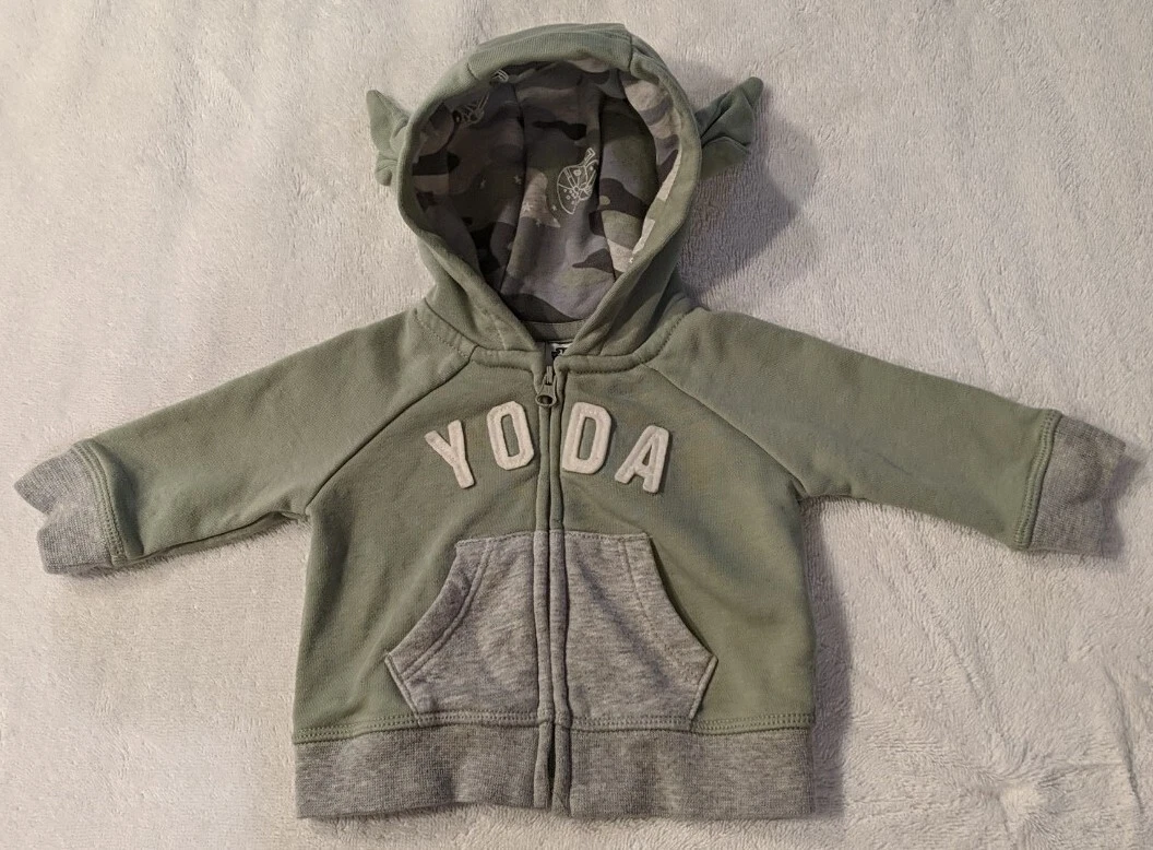Yoda Star Wars Zipper Hoodie Baby Gap 0 3M Sweatshirt Top with