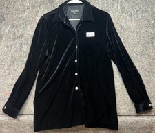 Ellen Figg Womens Shirt Button Front Velvet Black Size 10 Made In USA