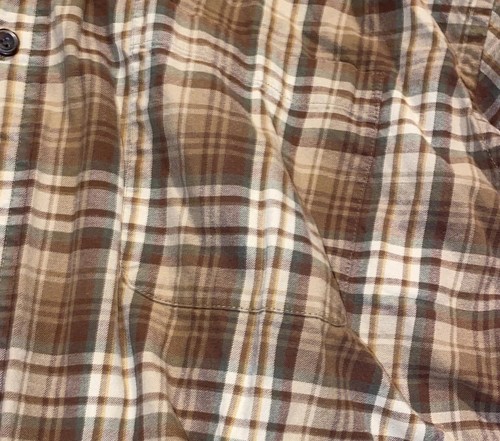 MENS HATHAWAY LS COLLARed 100% COTTON DRESS SHIRT- Brown/TAN PLAID - Picture 3 of 11