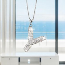 Bling Car Letter Charm Rear View Mirror Ornament Cute Hanging Crystal Pendant