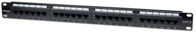 New Intellinet IPP-19C624-1U 520959 Cat6 Patch Panel 24-Port UTP 1U Black