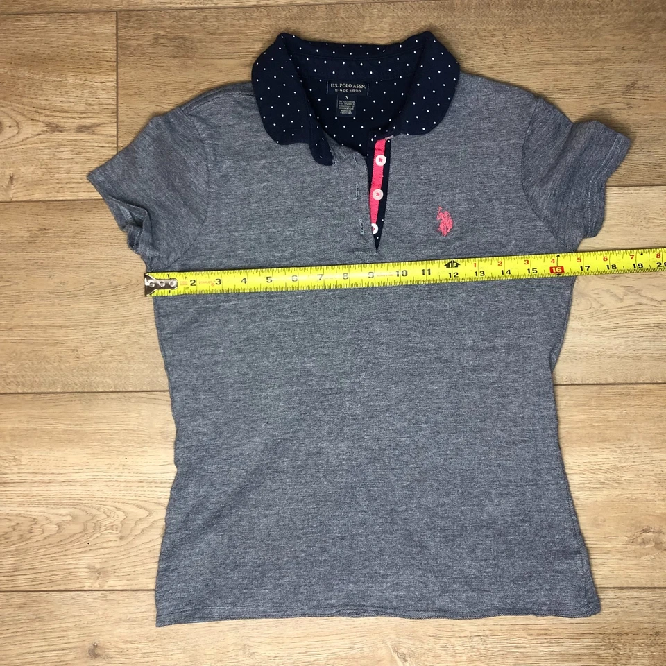 Ralph Lauren Girls Short Sleeve Blue Polo Shirt Small EUC Blue White Pink Preppy - Image 4 of 4