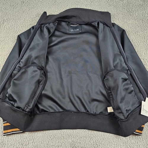 Denim Flower Jacket Mens Medium Black Full Zip Pockets Mock Neck - Picture 3 of 14