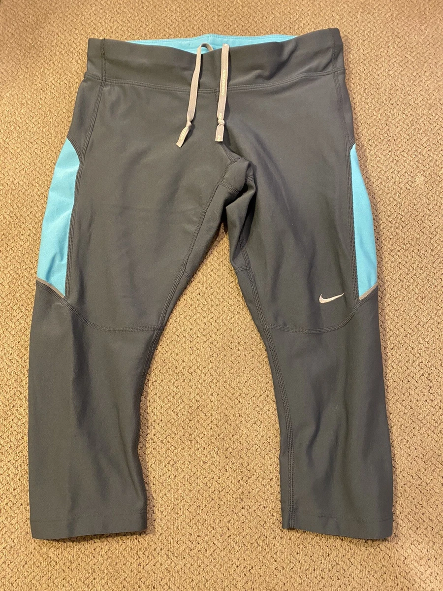 Women's Nike Dri Fit Filament Capri Running 3/4 Tights Gray Blue Small | eBay