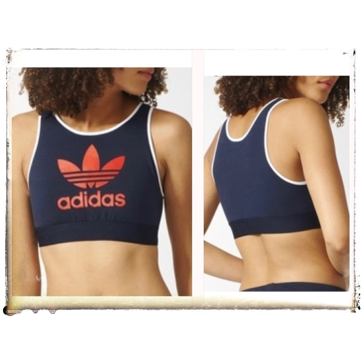 ADIDAS Originals Women s Trefoil Sports Bra Top Navy Size Medium