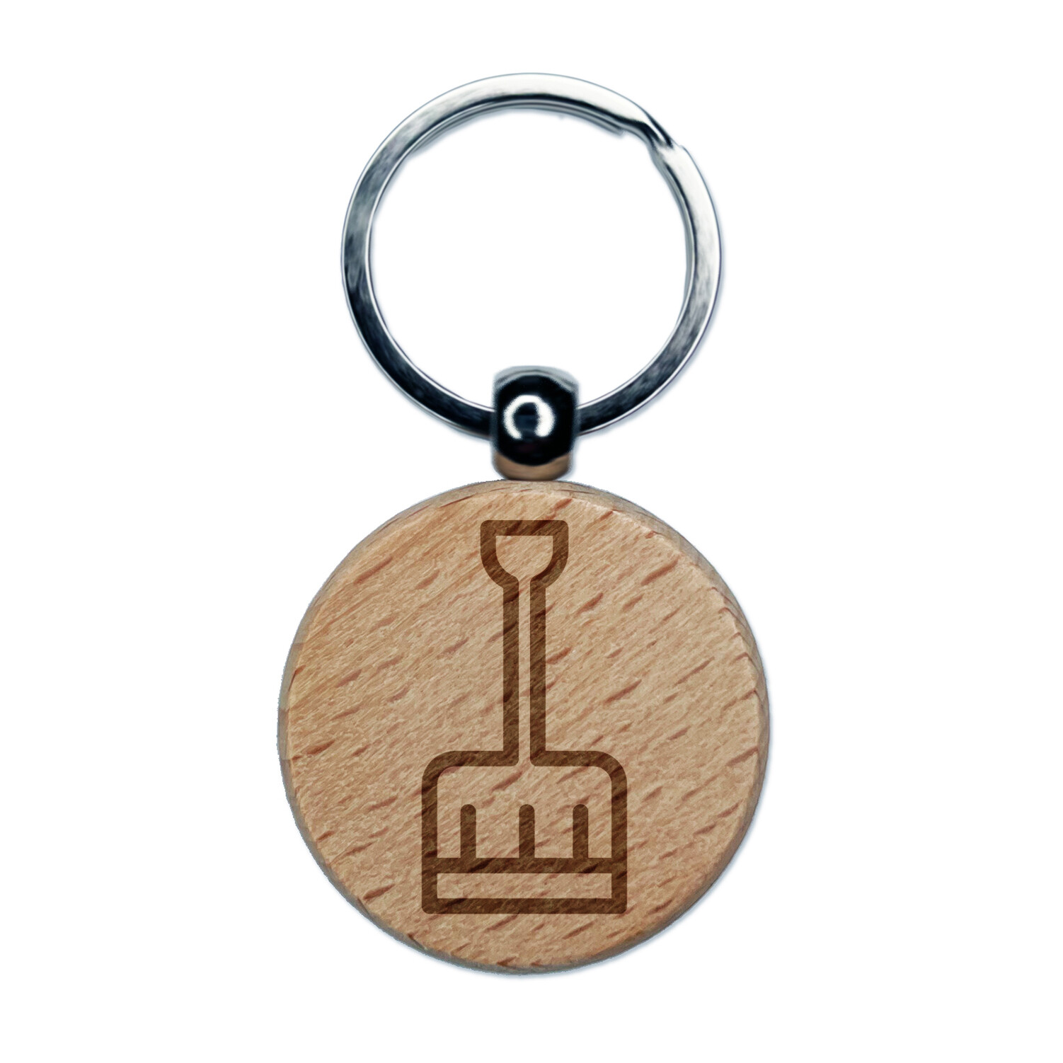 Snow Shovel Engraved Wood Round Keychain Tag Charm