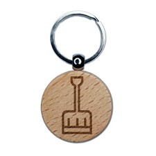 Snow Shovel Engraved Wood Round Keychain Tag Charm