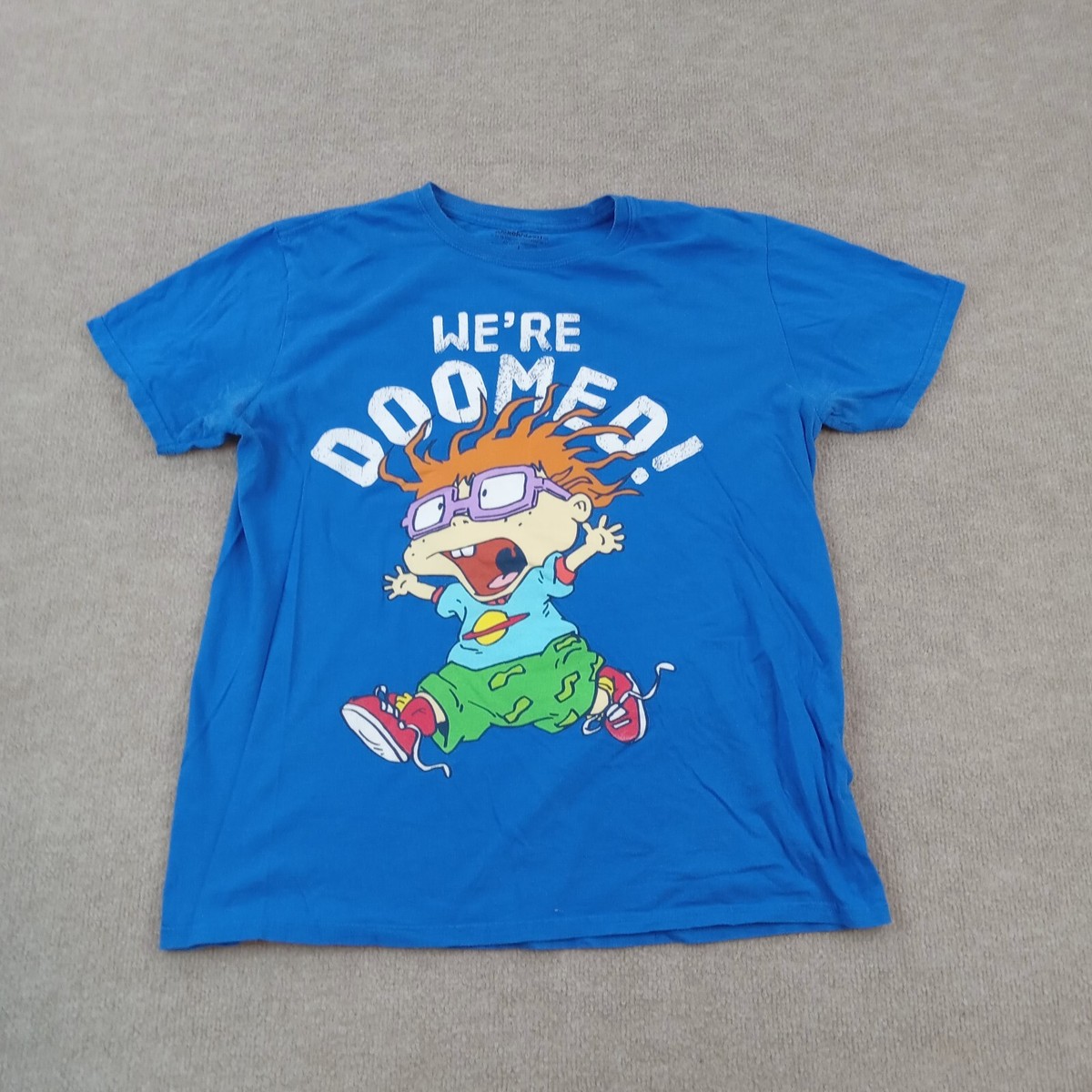 Rugrats Shirt Mens Large Blue Short Sleeve Graphic '90s Kid Chucky  NIckelodeon