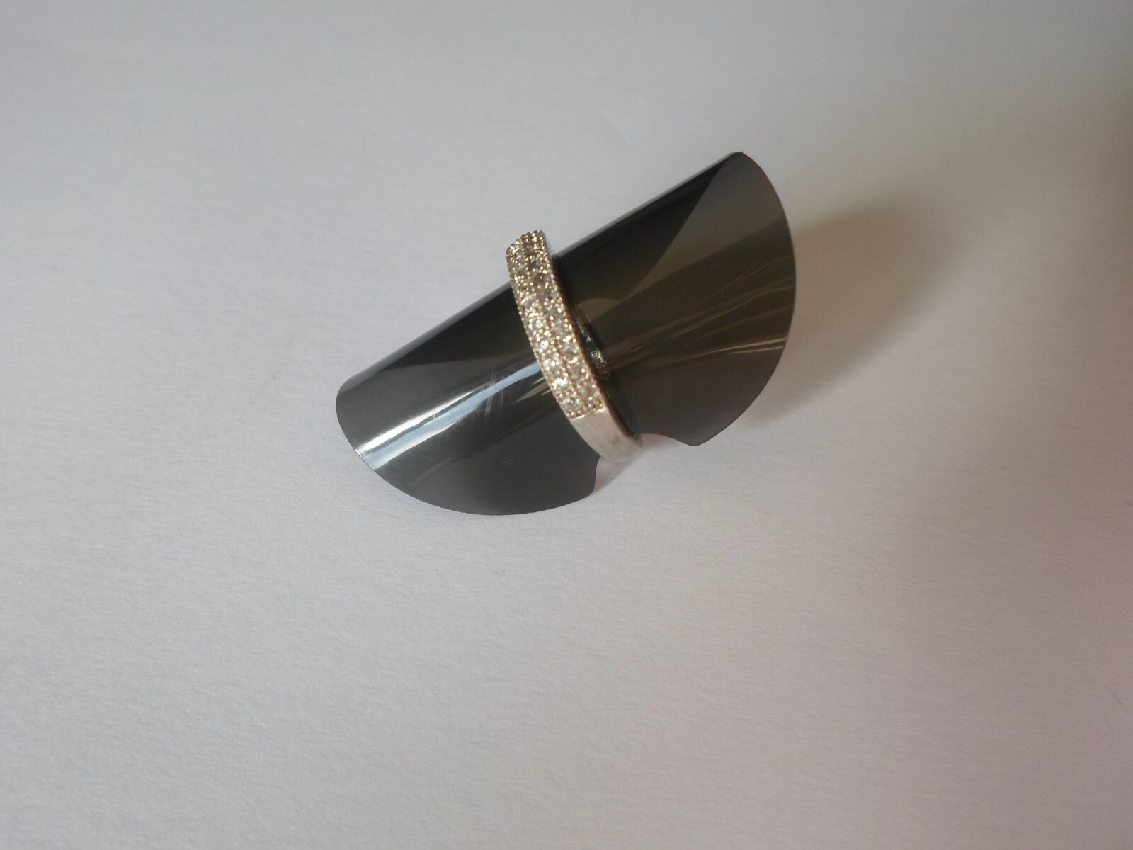 solid silver ring, double rows zirconium, size 52 - image 7