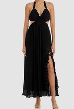 $695 Loveshackfancy Women's Black Talitha Ruffle Trim Maxi Dress Size L