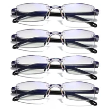 10pcs Rectangular Rimless Blue Light Blocking Reading Glasses Unisex Readers
