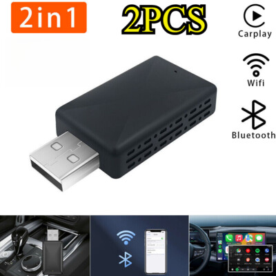 2Pcs 2 in 1 Android Auto Wireless Adapter & Wireless CarPlay Adapter Plug & Play