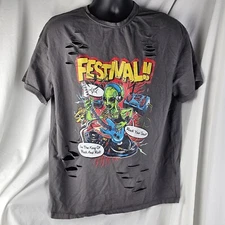 SHEIN Curve Festival Rock & Roll, Rock Your Soul Alien Shirt L Ripped Shirt