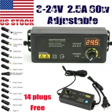 Adjustable AC/DC 60w Power Supply Adapter Charger Variable 3V-24V Universal
