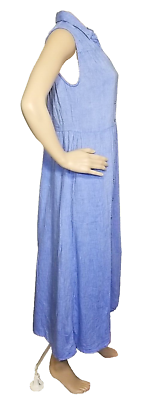 Fat Face UK Linen Blend Shirt Maxi Dress Blue Chambray Size Button Front  T40