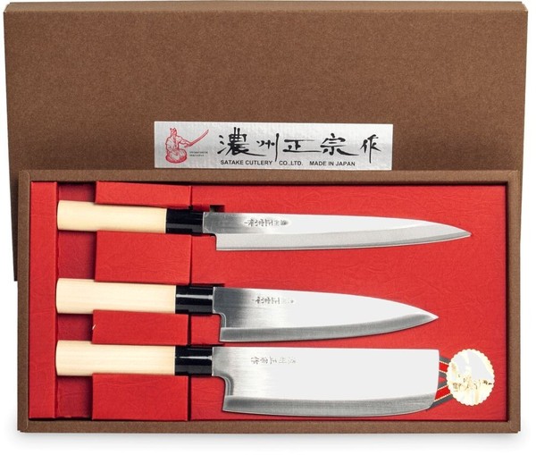 Japanische KüChenmesser 3Er Set Santoku Nakiri Sashimi Japan Messer Geschenkset-image
