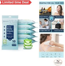 Shower Wipes for Adults No Rinse XL 60 Count Body Cleansing Wipes for Camping