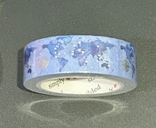 NEW Simply Gilded World Maps 🌎 Blue w/ Silver Washi Tape Roll 15 mm