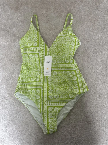 Marks and Spencer Secret Slimming Non Wired Plunge Swimming Costume Size 14