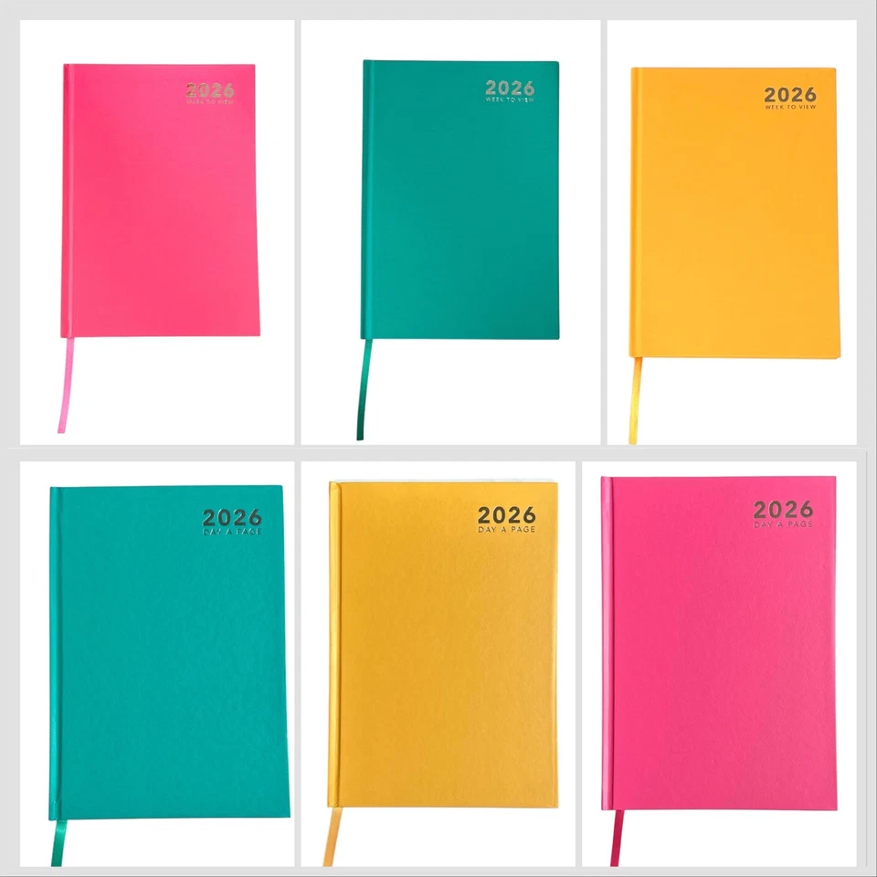 TALLON 2026 A4 A5 A6 Bright Day A Page/ Week To View Diary Full Year Planner Hardback T