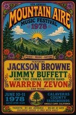 1978 WARREN ZEVON CONCERT FESTIVAL POSTERS RE-PRINT MOUNTAIN AIRE CONCERT