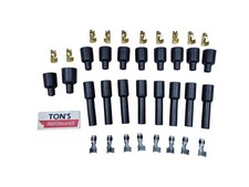 8 Cylinder Black Rubber Spark Plug Boot Kit Steel Brass Ends V8 Coil Wire