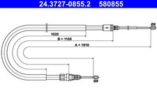ATE Bremsseil Seilzug Feststellbremse 24.3727-0855.2 für 207 PEUGEOT SW 2008 CC