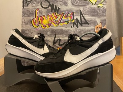 Nike Schuhe Herren Gr. UK 12 Waffle Debut Schnürschuhe Mesh Classic Schwarz Turnschuhe 
