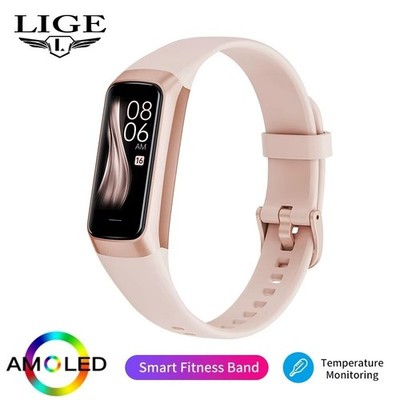 LIGE 1.1 Inch Amoled Heart Rate Monitor Smart Bracelet Wristband Slim ML03D