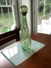 MCM Spanish Art glass Modern Green Glass Spaghetti Splatter Decanter Bottle 18” — photo 1