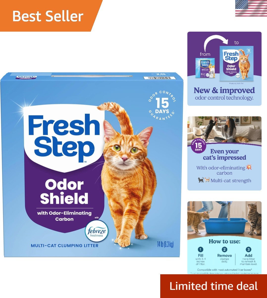Low Dust Multi-Cat Clumping Litter with Febreze Freshness &ndash; 14 lb Advantage