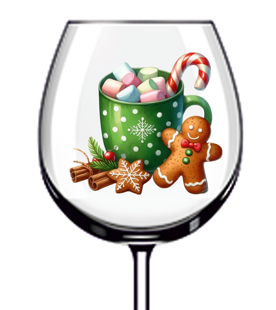 12x Colourful Christmas Coffee Cup Vinyl Sticker Decal Tumbler Wine Glass Laptop